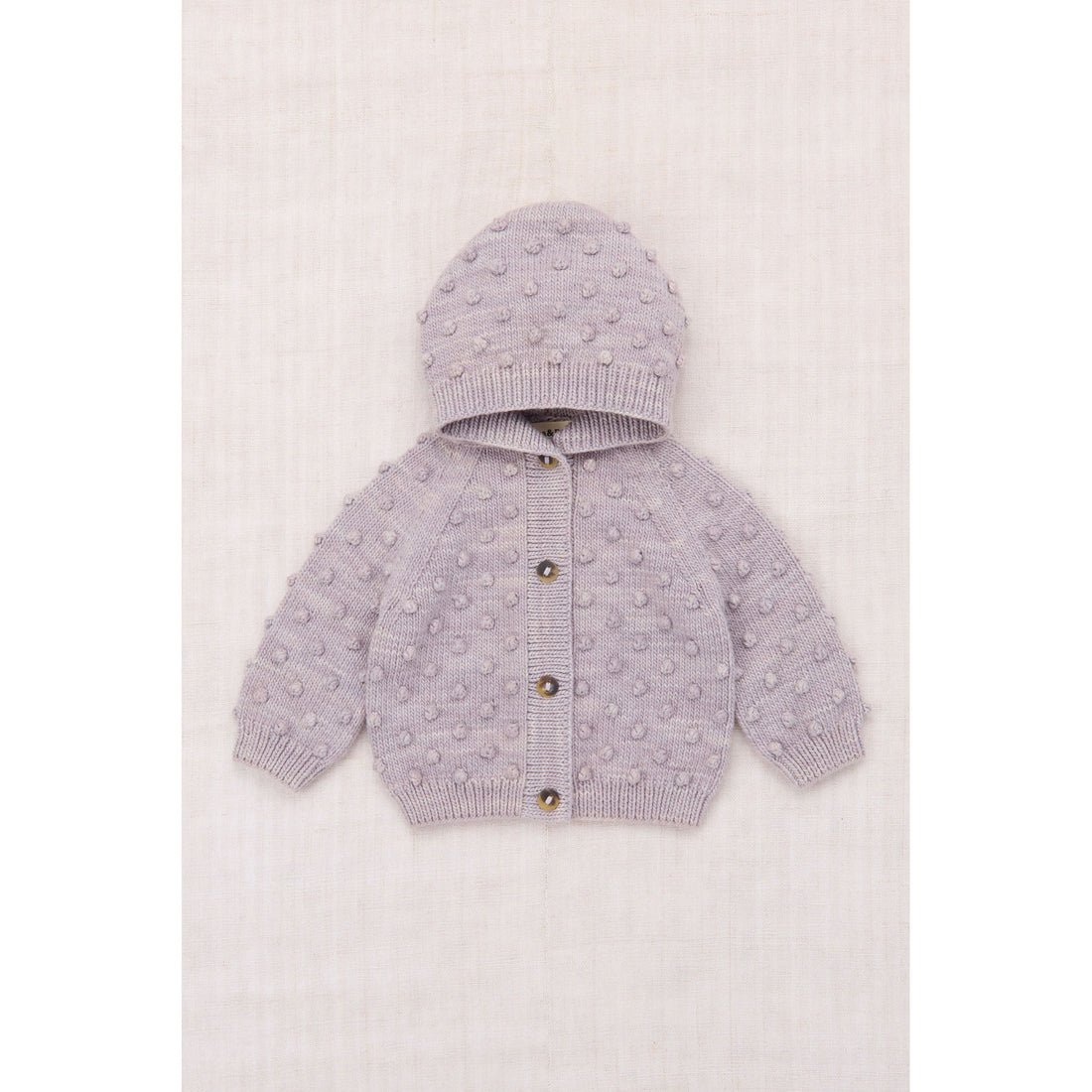 Misha and Puff Mist Baby Hooded Popcorn Cardigan