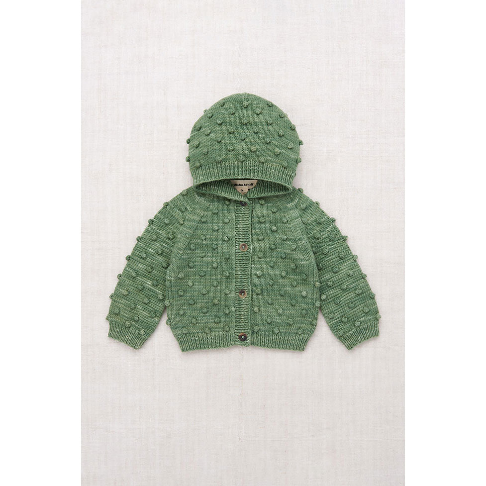 Misha and Puff Oakmoss Hooded Popcorn Baby Cardigan