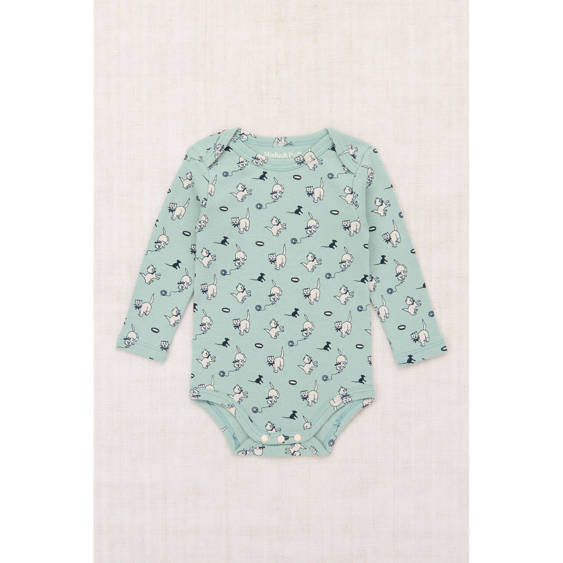 Misha and Puff Sage Cat & Mouse Baby Long Sleeve Lap Onesie – Ladida