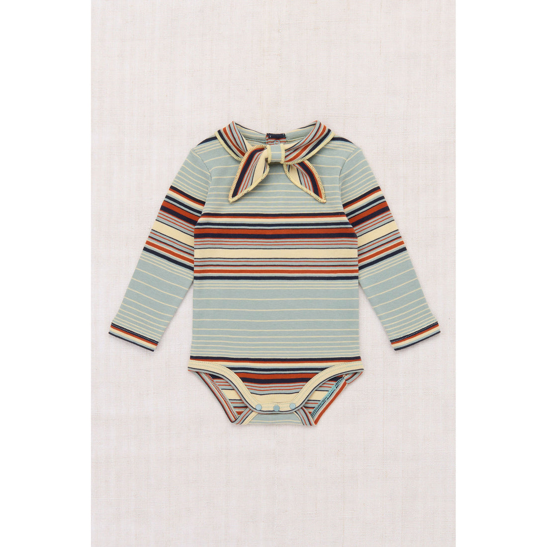 Misha and Puff Overcast Patio Stripe Baby Long Sleeve Scout Onesie