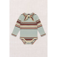 Misha and Puff Overcast Patio Stripe Baby Long Sleeve Scout Onesie