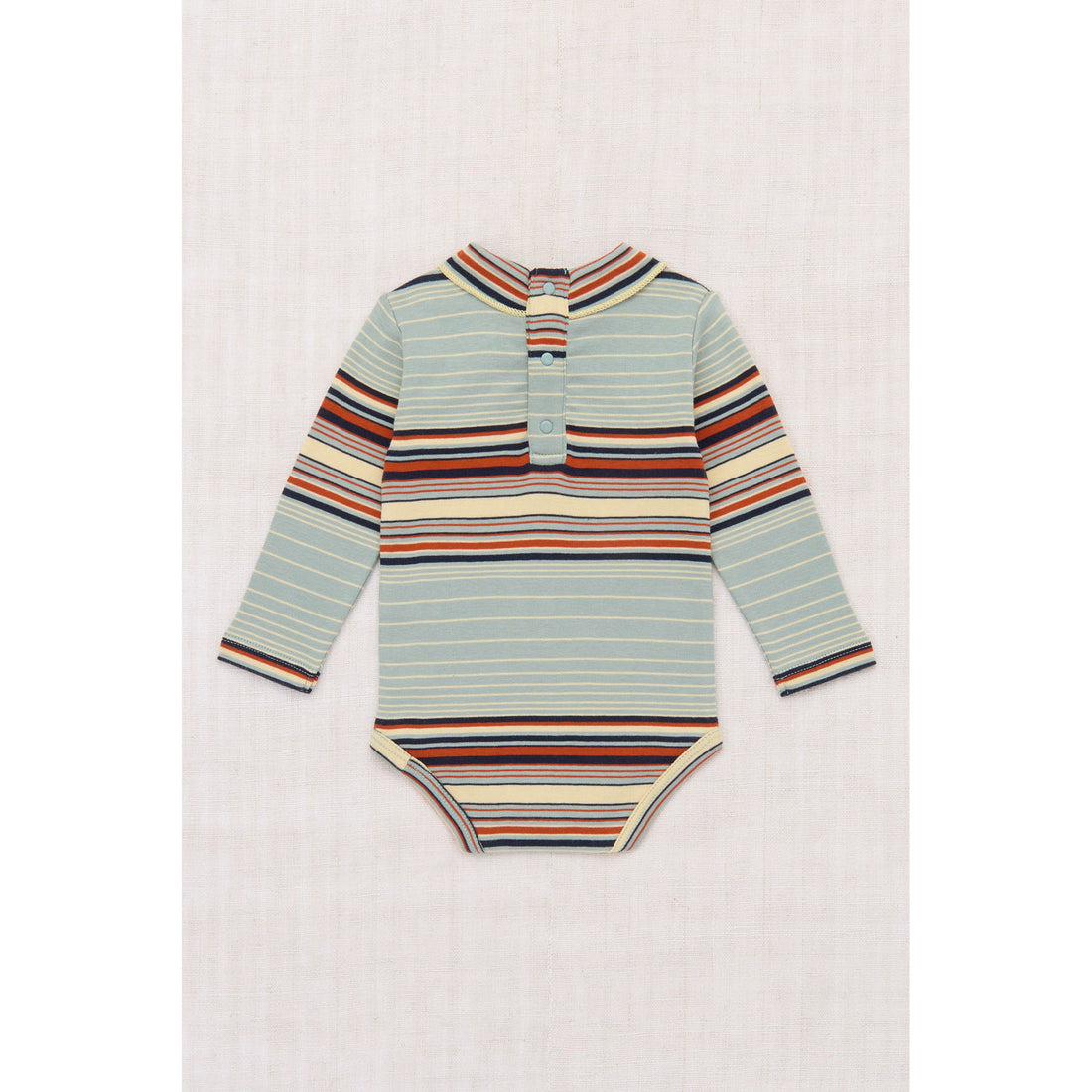Misha and Puff Overcast Patio Stripe Baby Long Sleeve Scout Onesie
