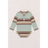 Misha and Puff Overcast Patio Stripe Baby Long Sleeve Scout Onesie