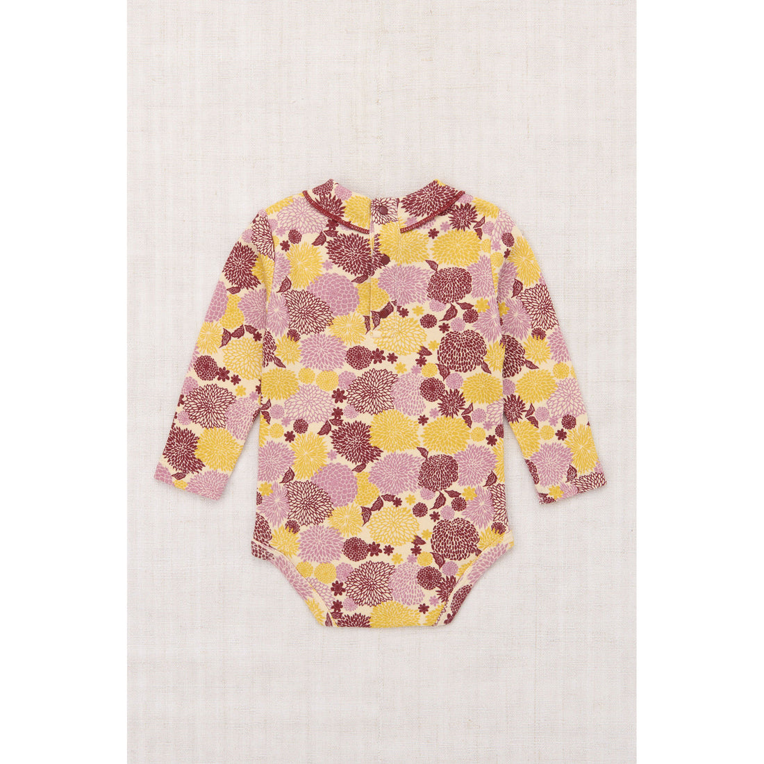 Misha and Puff String/Antique Rose Chrysanthemum Long Sleeve Scout Onesie