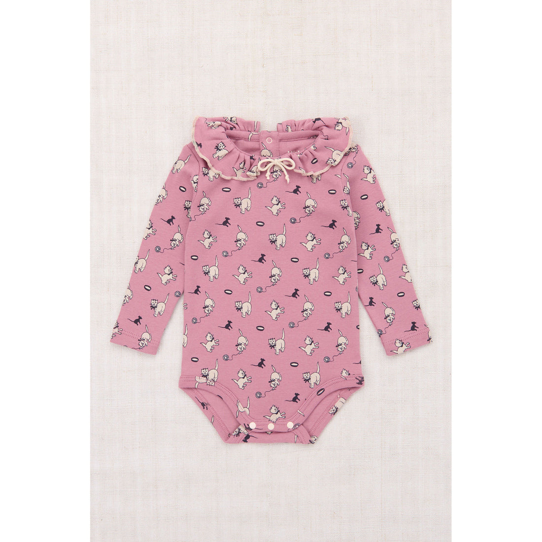 Misha and Puff Antique Rose Cat & Mouse Baby Pattie Onesie
