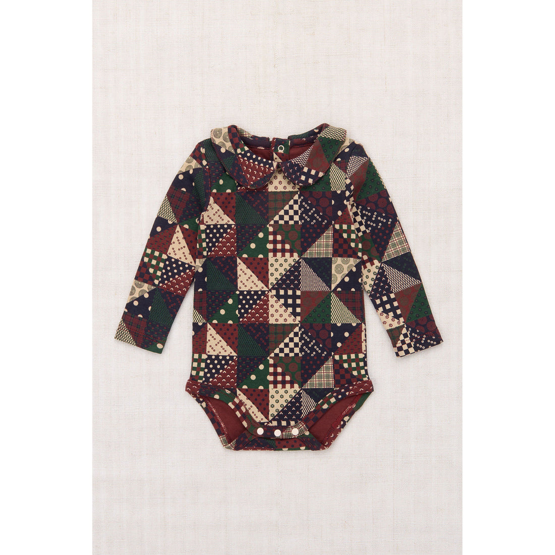 Misha and Puff  Madder Root Patchwork Petit Collar Onesie