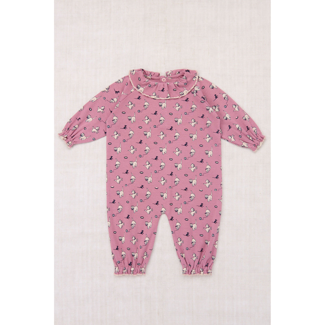 Misha and Puff Antique Rose Cat & Mouse Baby Pierrot Onesie