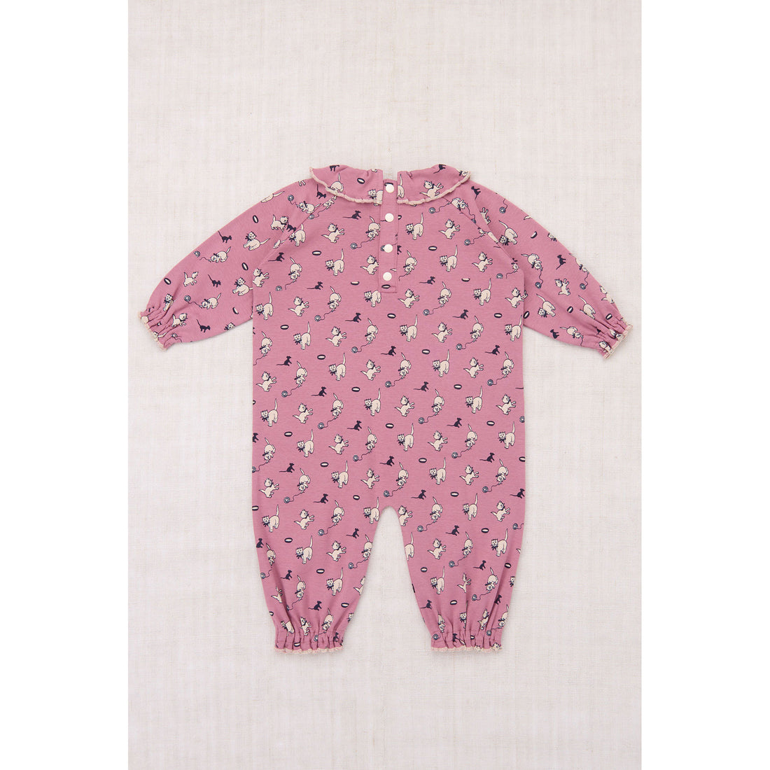 Misha and Puff Antique Rose Cat & Mouse Baby Pierrot Onesie