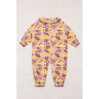 Misha and Puff String/Antique Rose Chrysanthemum Pierrot Onesie