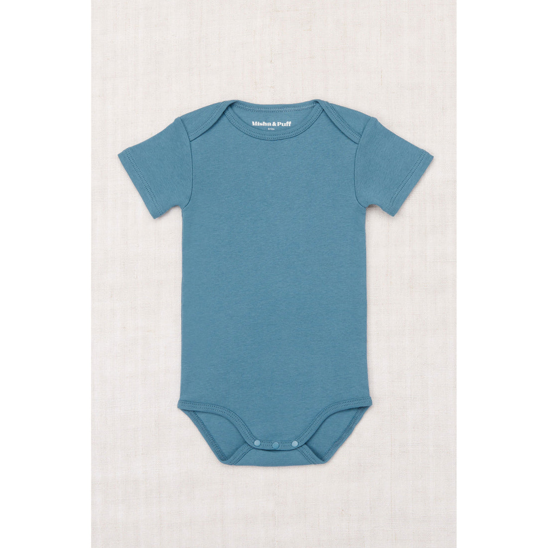 Misha and Puff Blue Slate Baby Short Sleeve Lap Onesie