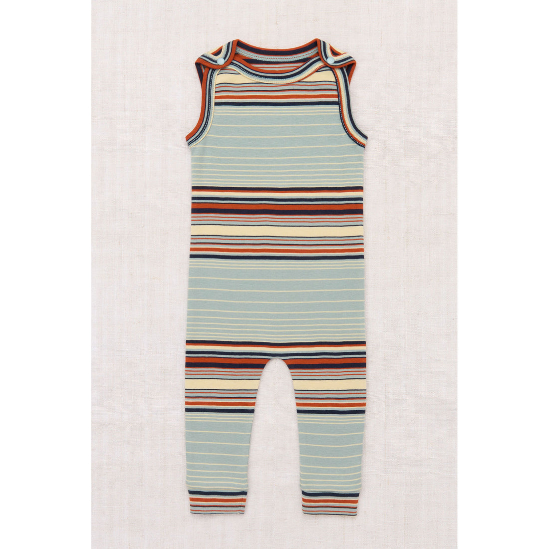 Misha and Puff Overcast Patio Stripe Baby Snap Overall
