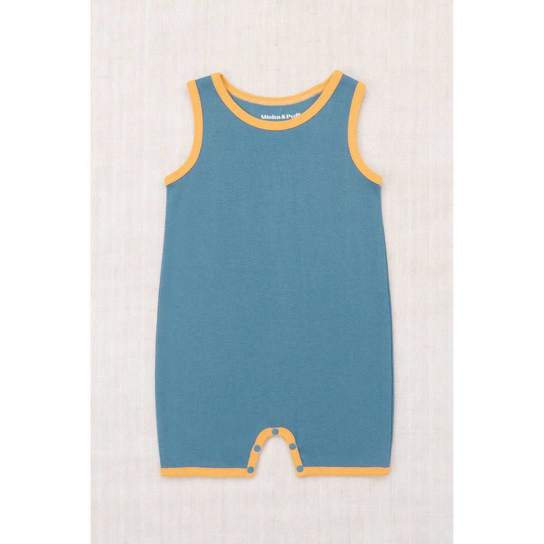 Misha and Puff Blue Slate Baby Tank Romper