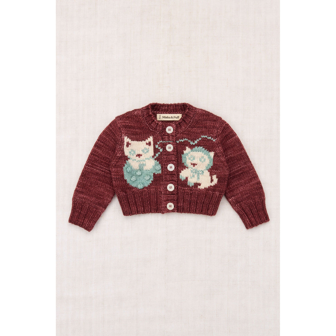 Misha and Puff Madder Root Baby Three Little Kittens Cardigan