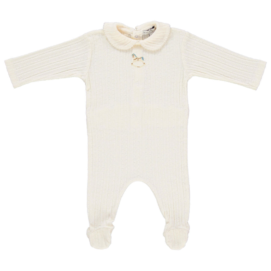 Bebe Organic Natural Pointelle Blue Bebe Overall