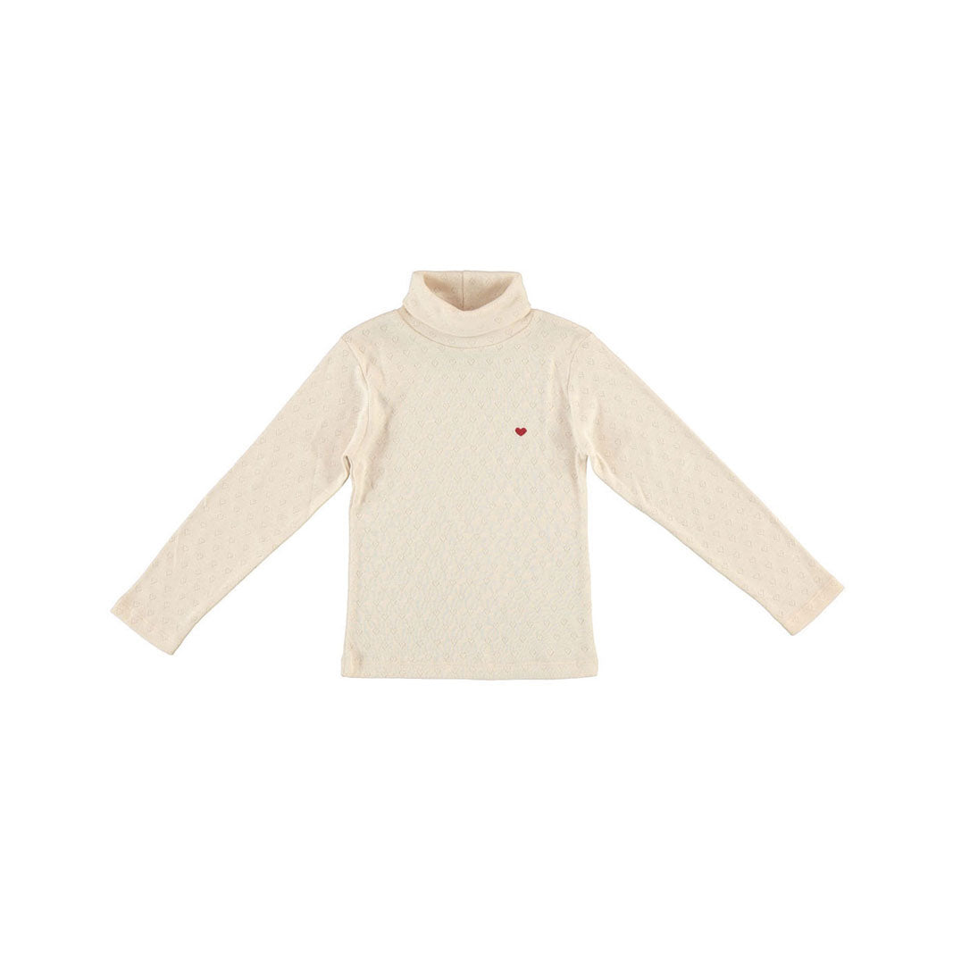 Bebe Organic Natural Heart Pointelle Turtleneck