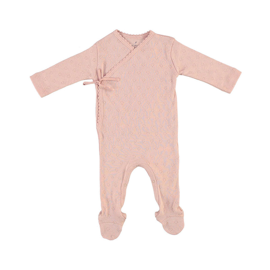 Bebe Organic Blush Heart Pointelle Wrap Overall