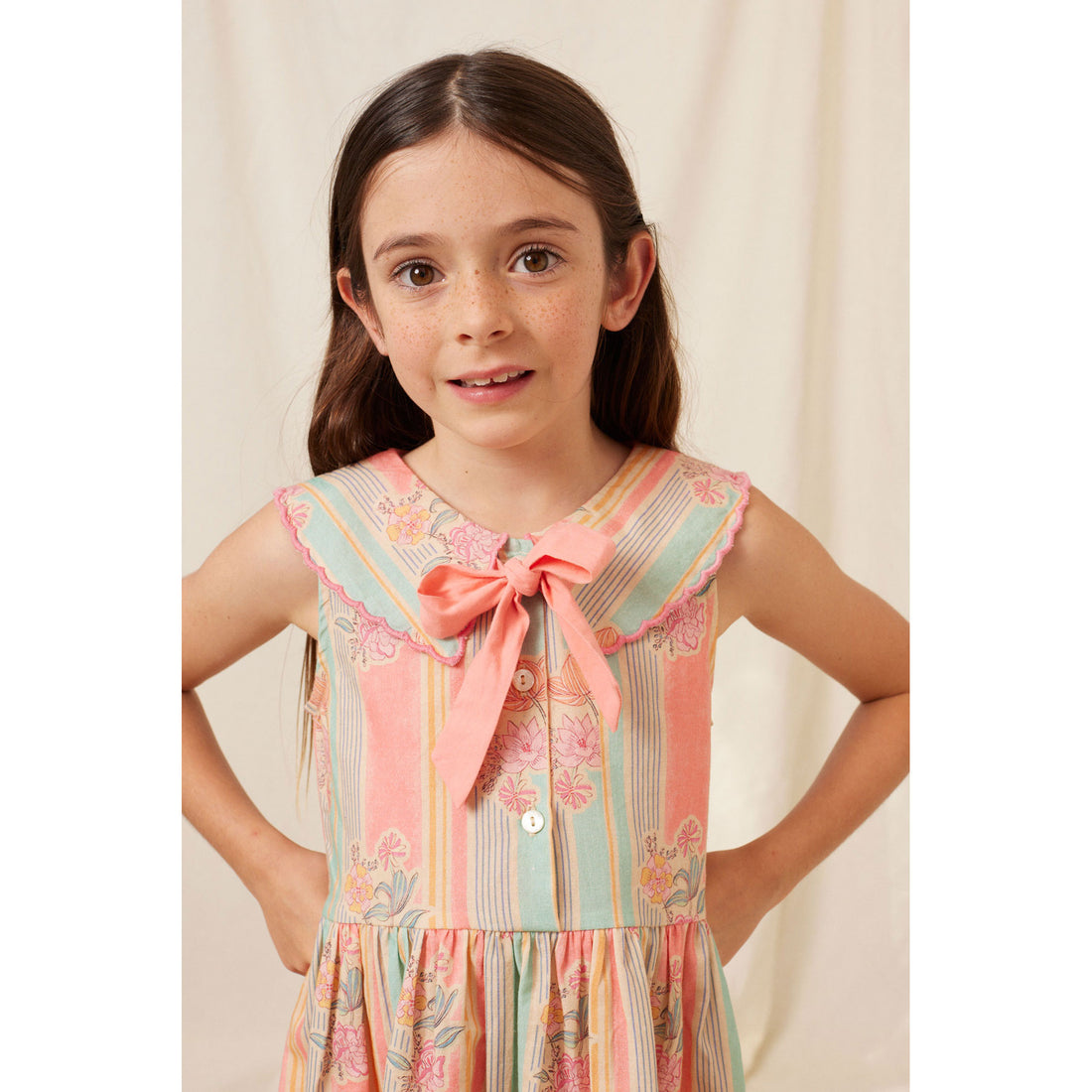 Bebe Organic Floral Stripe Florence Dress
