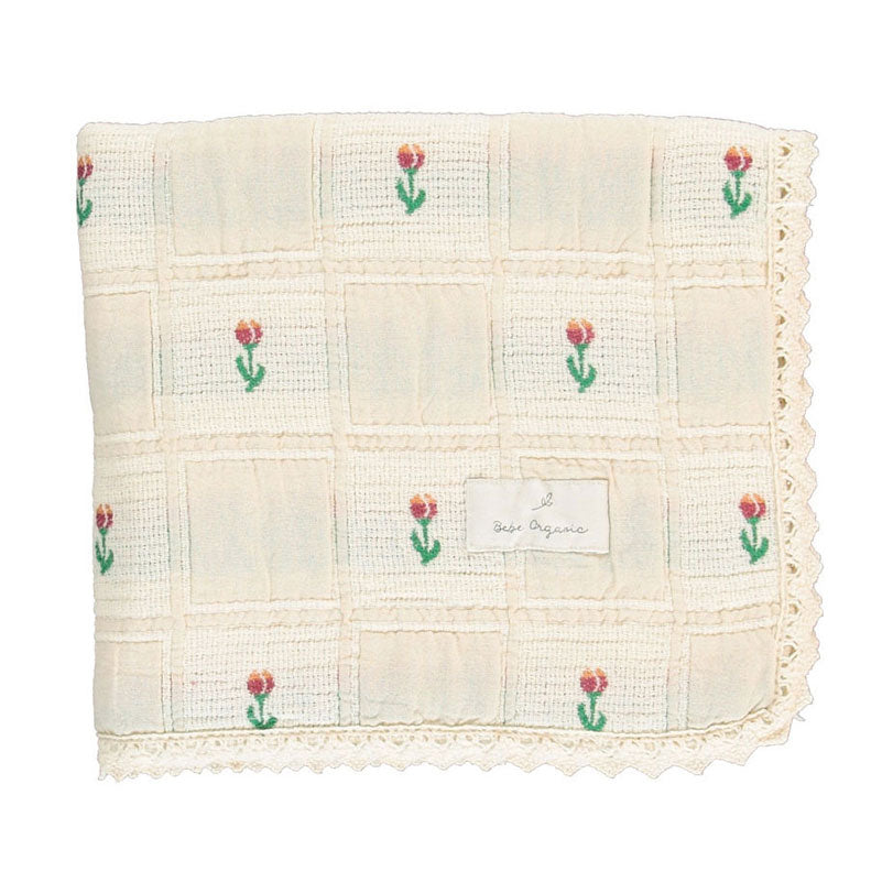 Bebe Organic Blue Balloon Patchwork Blanket