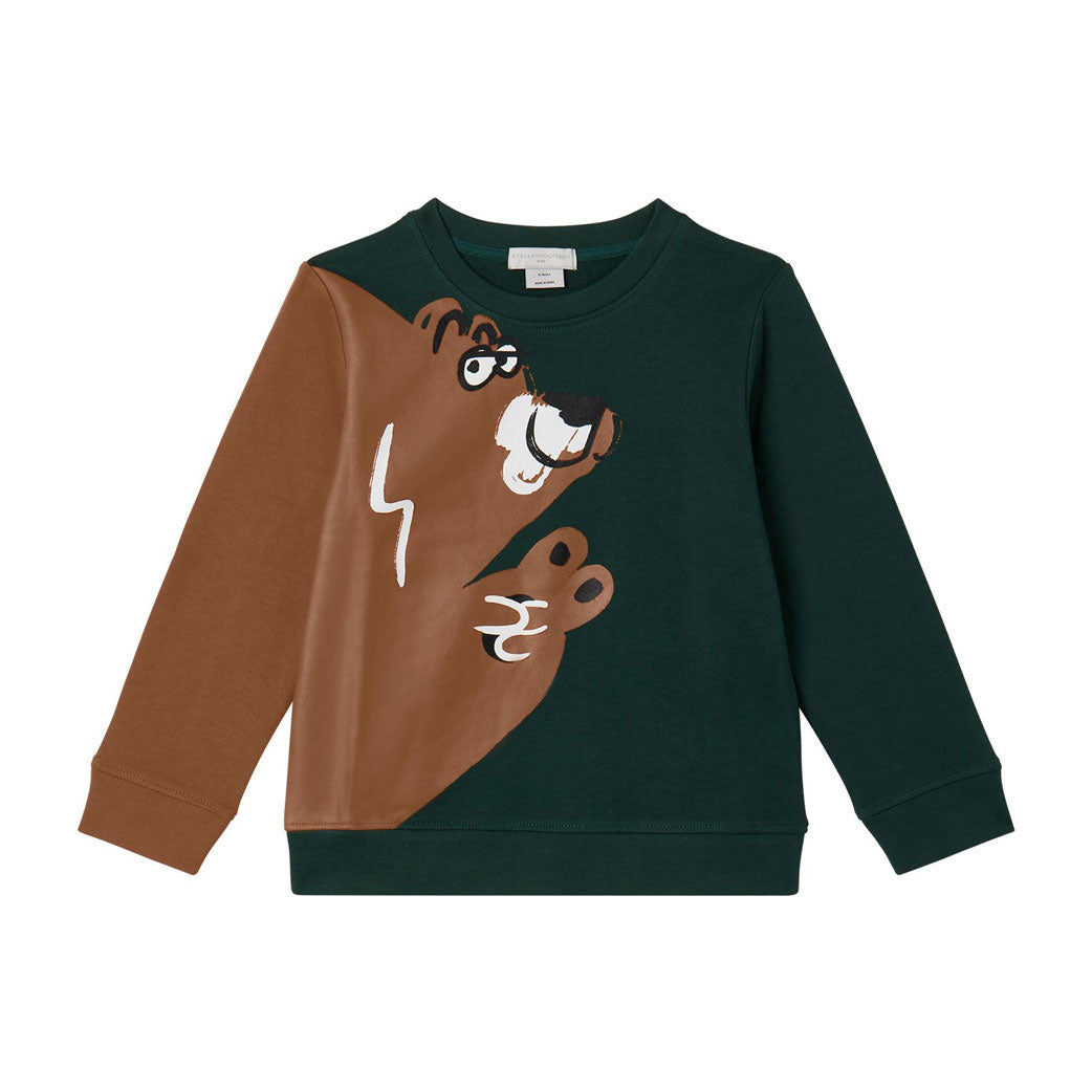 Stella Mccartney Green Hiding Bear Print Sweatshirt