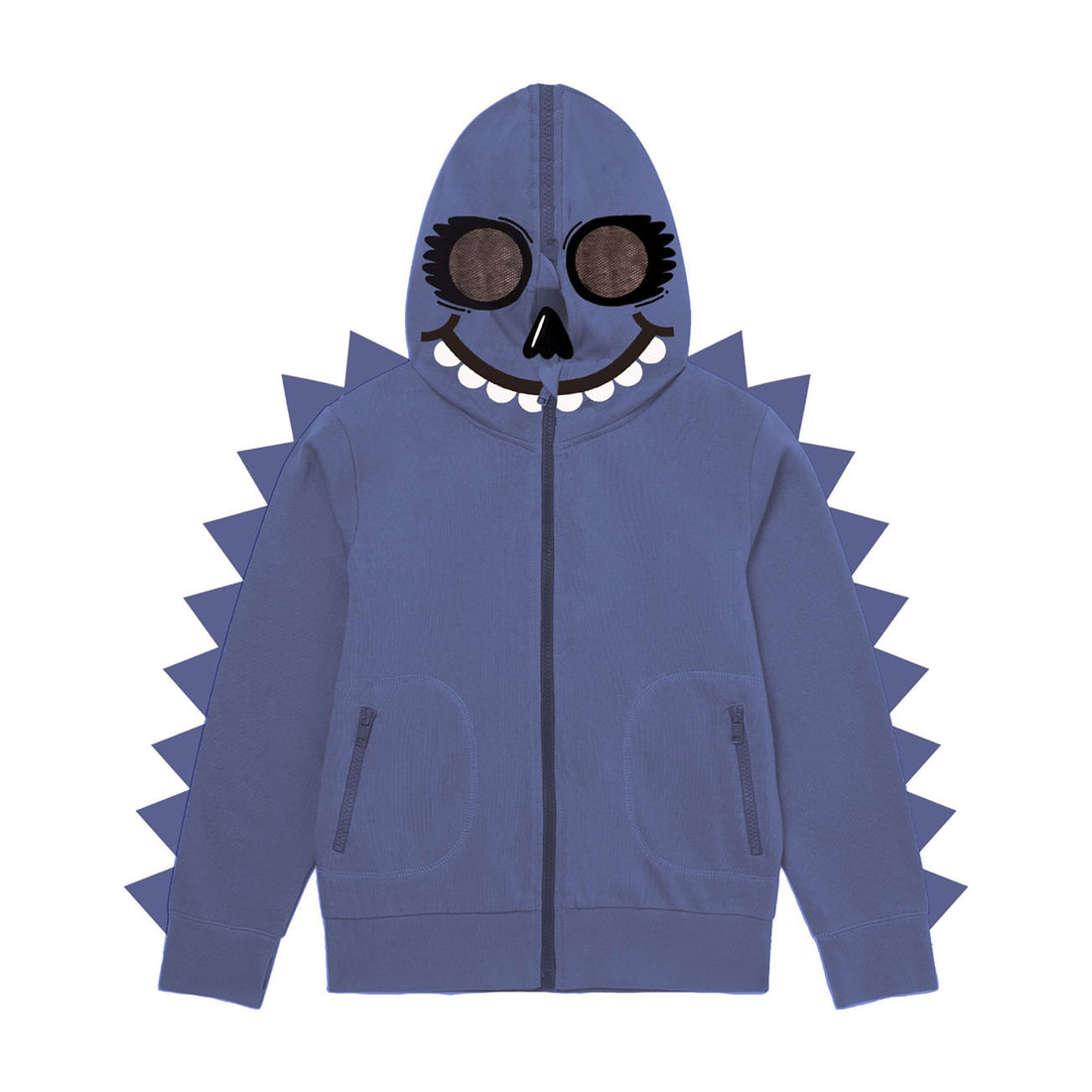 Stella Mccartney Blue Monster Face Spikey  Zip Up Hoodie