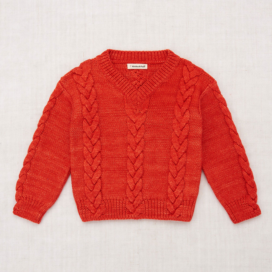 Misha and Puff Braided Sweater - Red Flame
