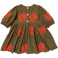 Pink Chicken Dark Olive Emboidered Brooke Dress