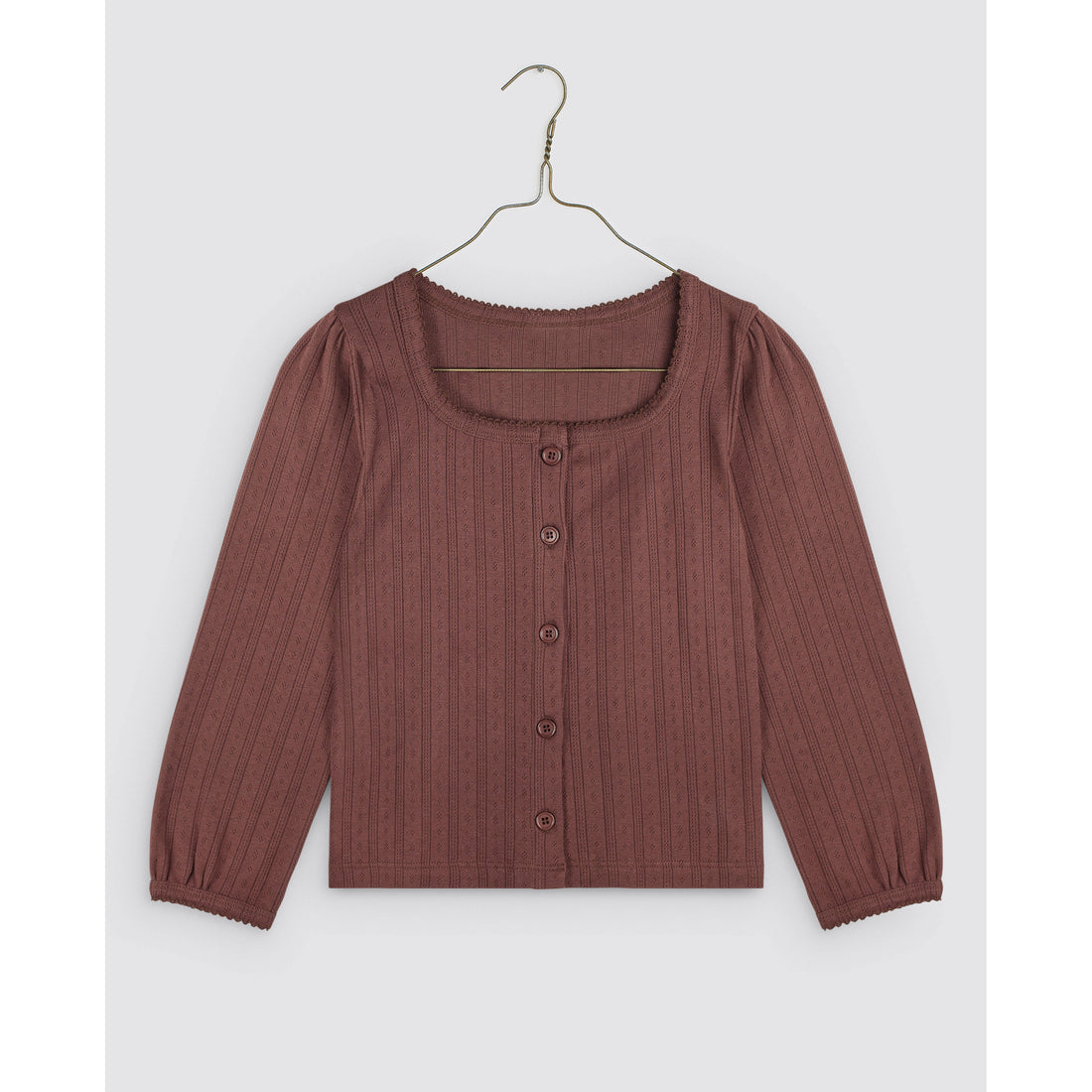Little Cotton Clothes Marsala Button Pointelle Tee
