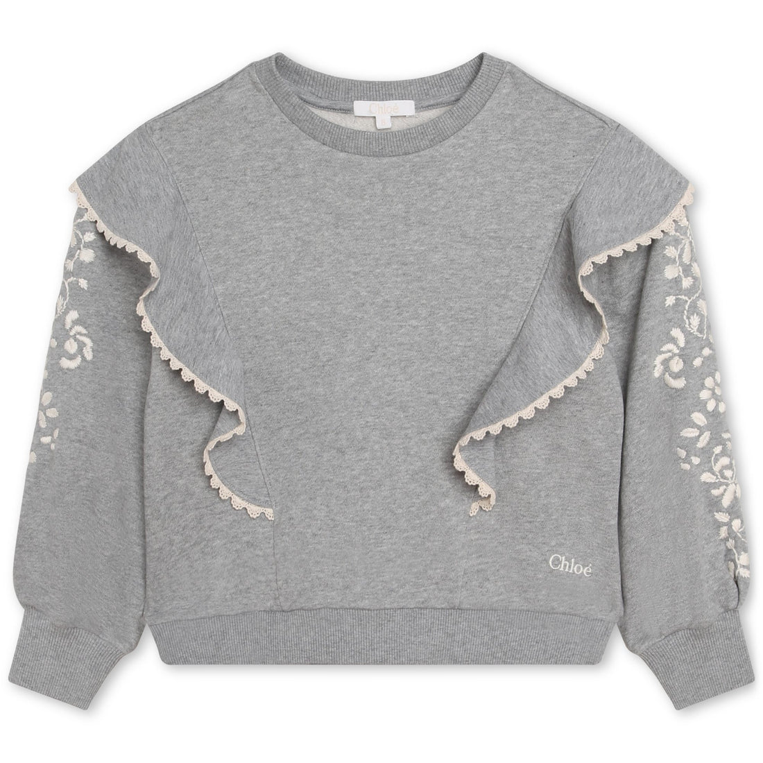 Chloe Grey Floral Emroidery Sweatshirt