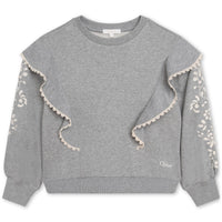 Chloe Grey Floral Emroidery Sweatshirt