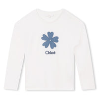 Chloe Off White With Denim Flower Tee