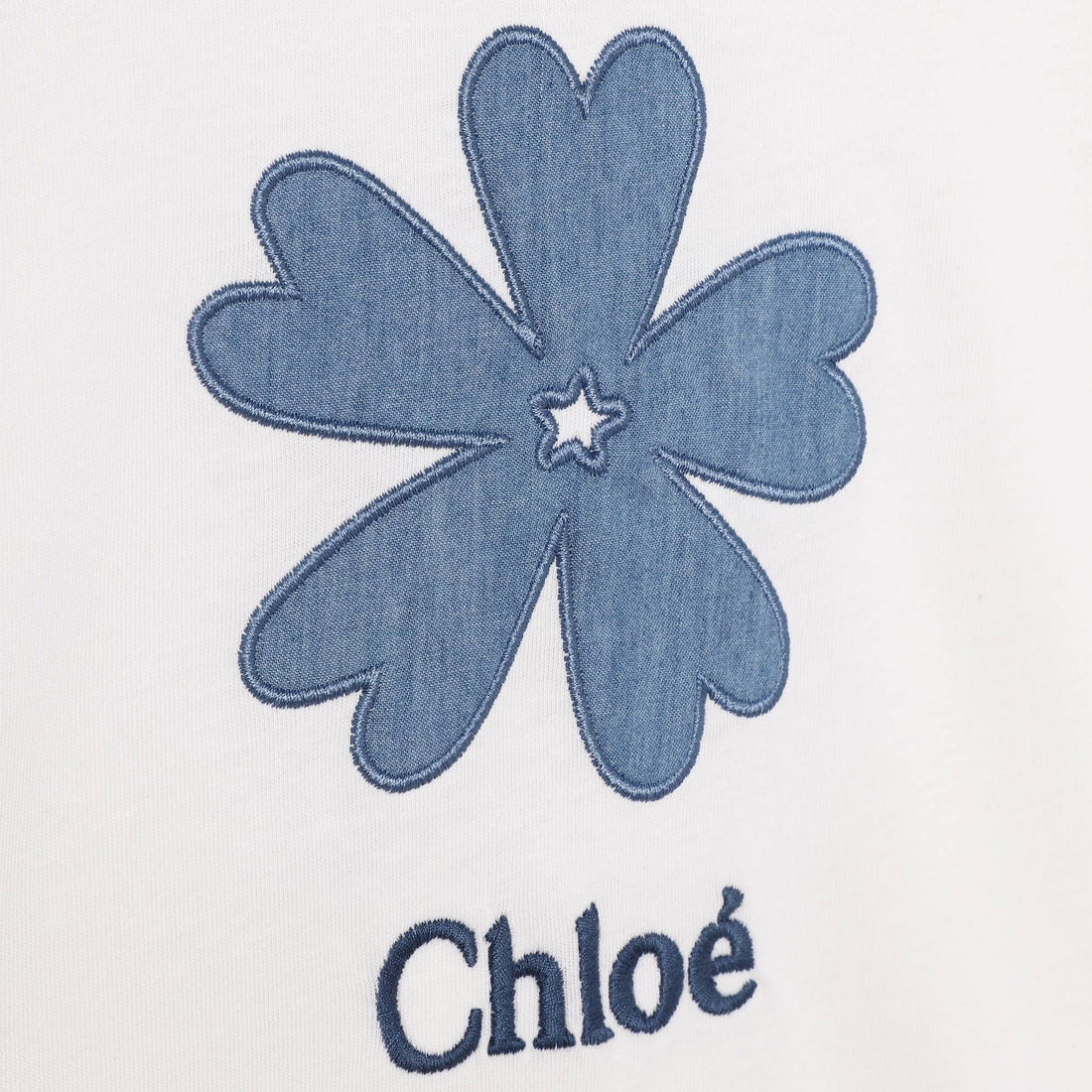 Chloe Off White With Denim Flower Tee