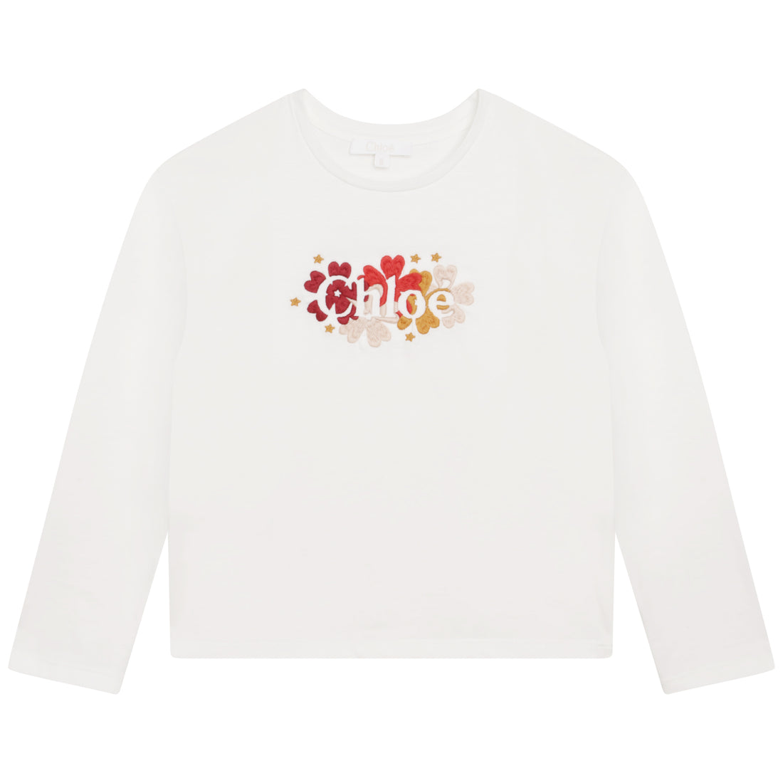 Chloe Off White Flowers Logo Tee