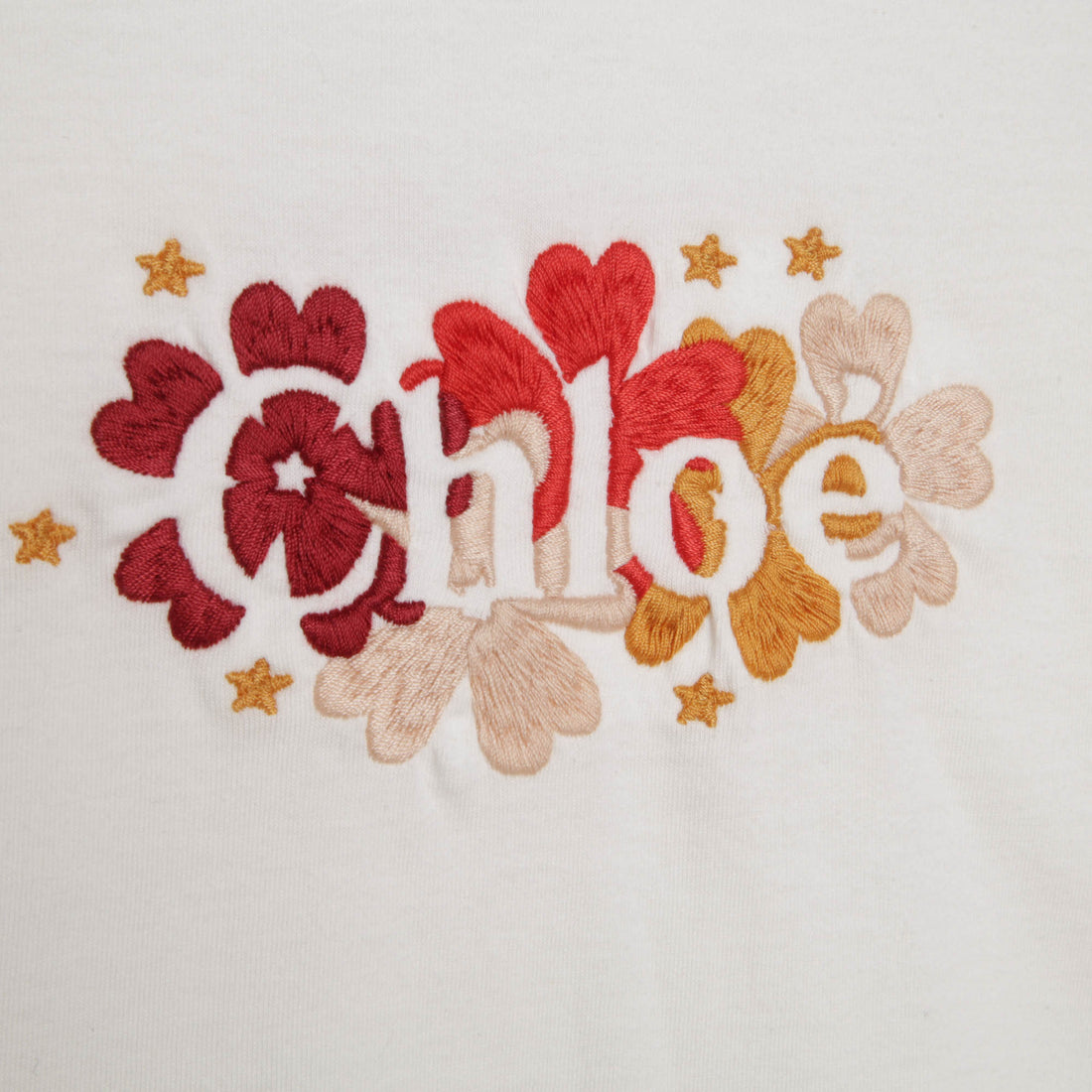 Chloe Off White Flowers Logo Tee