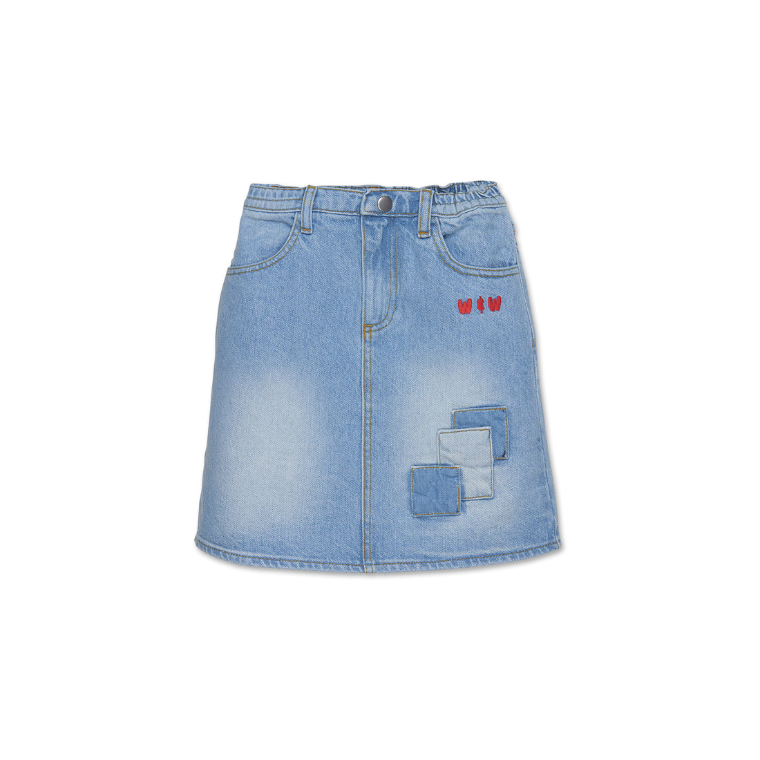 Wander and Wonder  Denim Patchwork Skirt