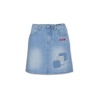 Wander and Wonder  Denim Patchwork Skirt