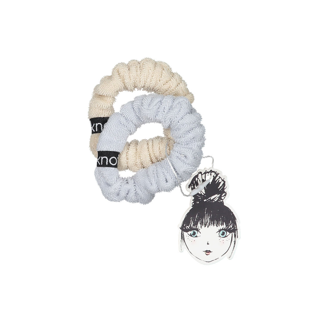 Knot Hairbands  Taupe + Powder Blue Cabana Scrunchie Set