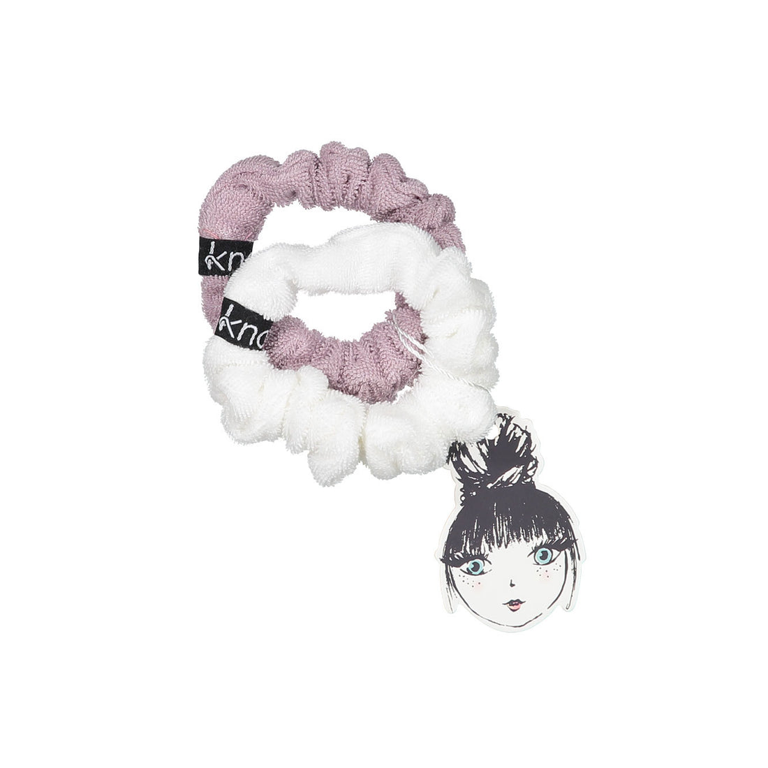 Knot Hairbands  White + Lavender Cabana Scrunchie Set