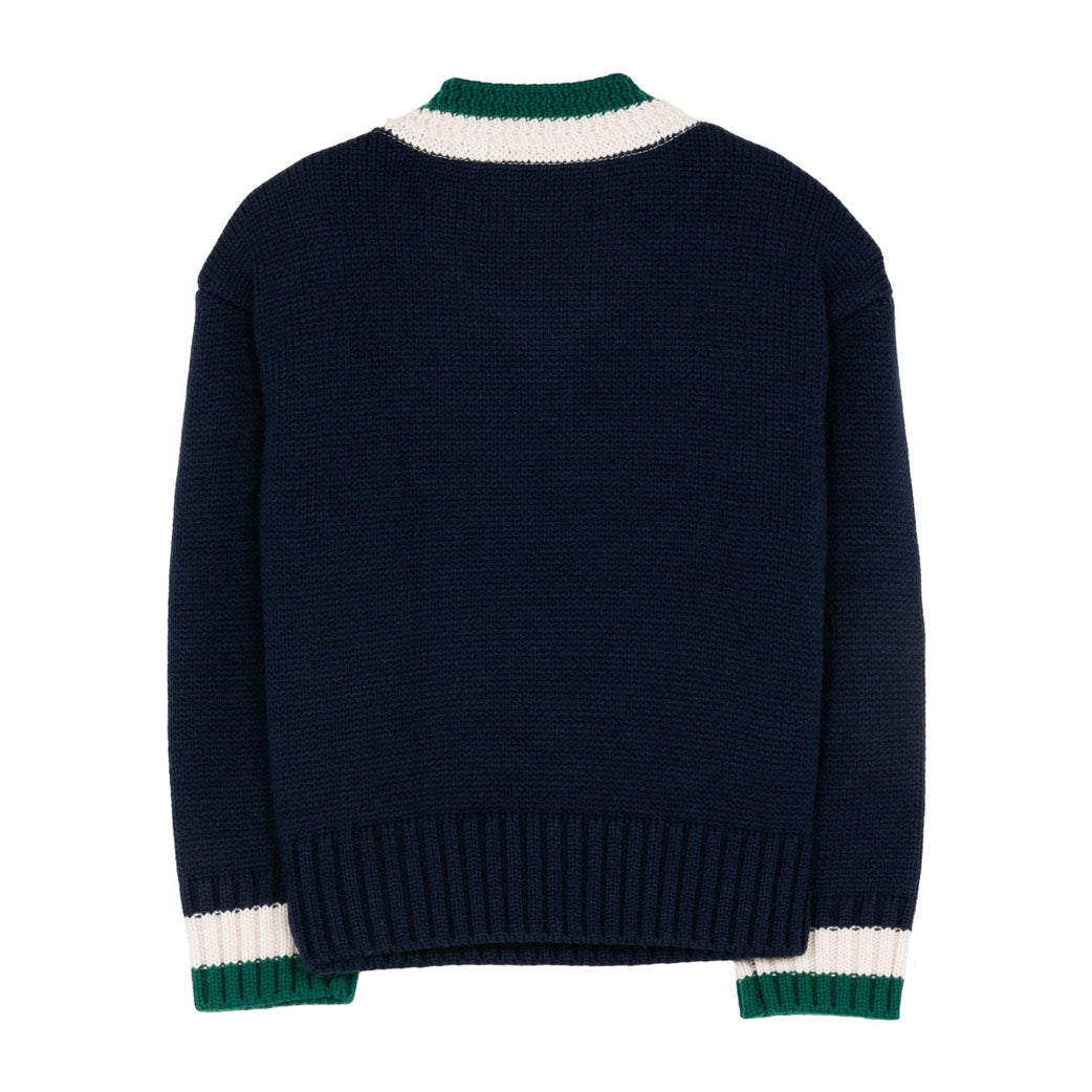 Finger in the Nose  Navy V Neck Campus Sweater