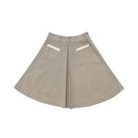 Coco Blanc Brown Houndstooth Front Pleat Skirt