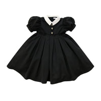 Coco Blanc Black Taffeta Short Sleeve Dress