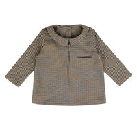 Coco Blanc Brown Houndstooth Peter Pan Shirt