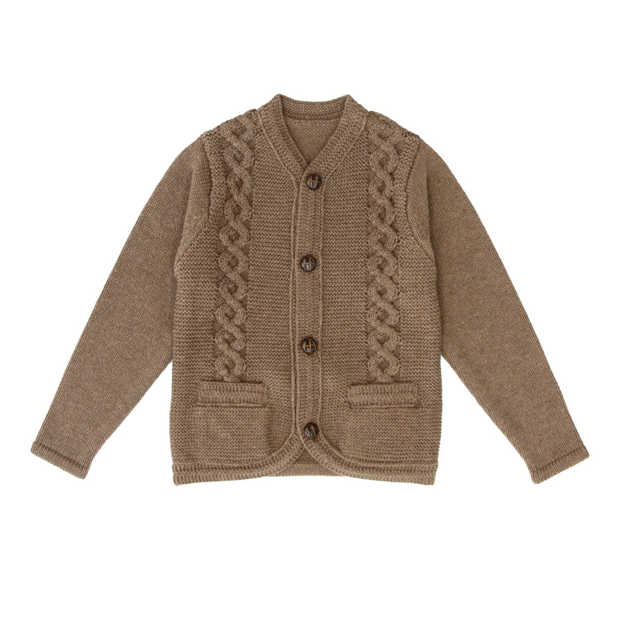 Coco Blanc Mocha Cabled Knit Cardigan