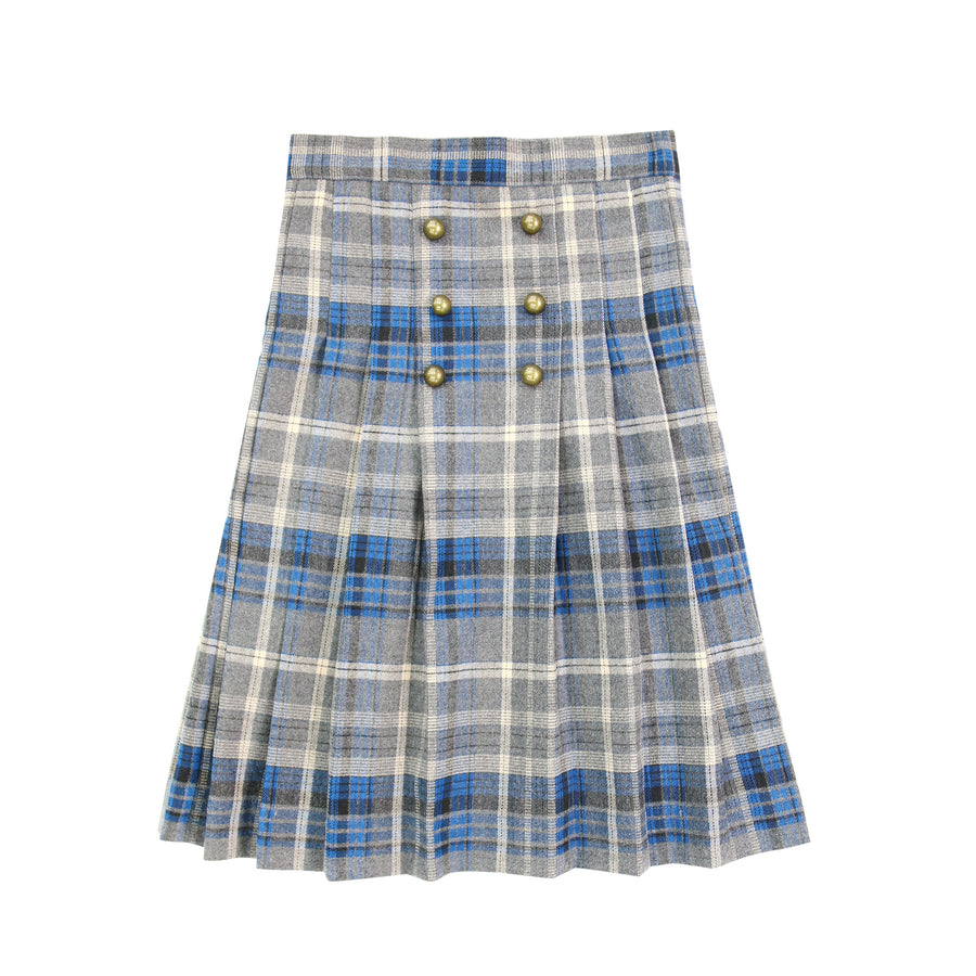 Coco Blanc Plaid Pleated Plaid Skirt