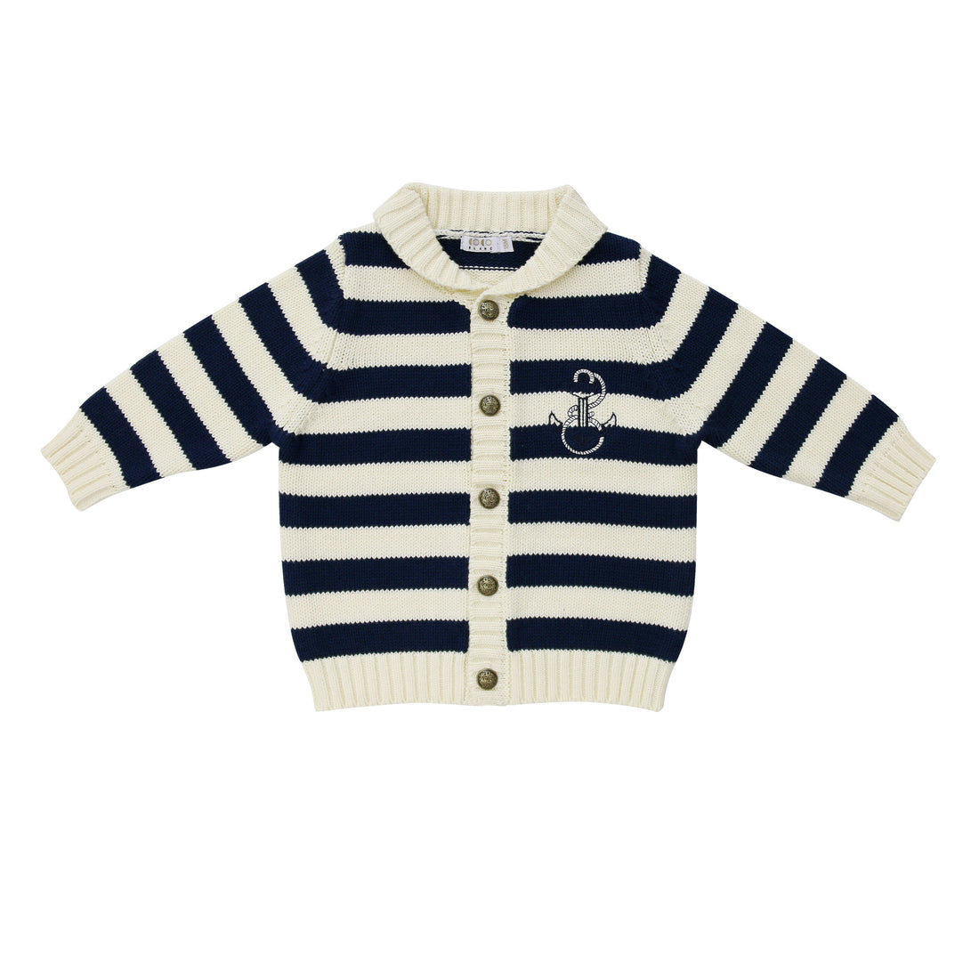 Coco Blanc Navy/Cream Shawl Collar Sweater