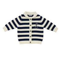 Coco Blanc Navy/Cream Shawl Collar Sweater