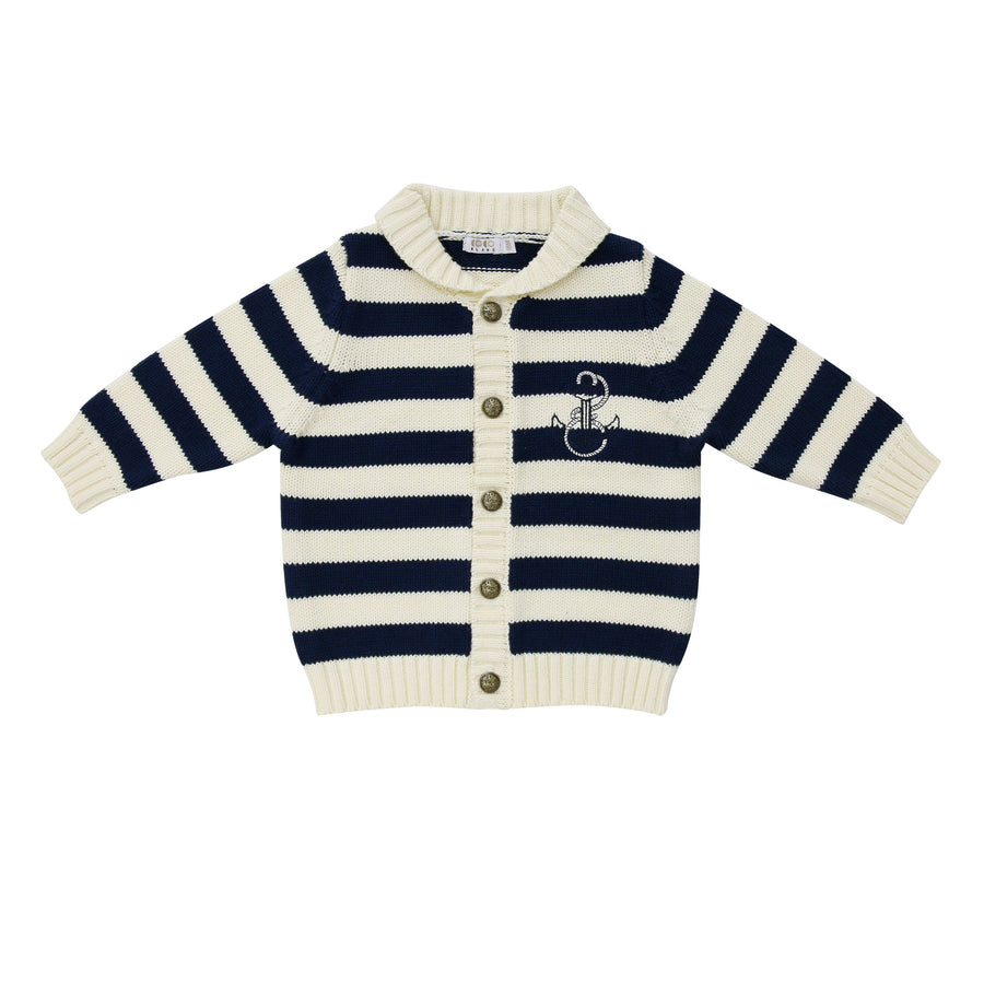 Coco Blanc Navy/Cream Shawl Collar Sweater