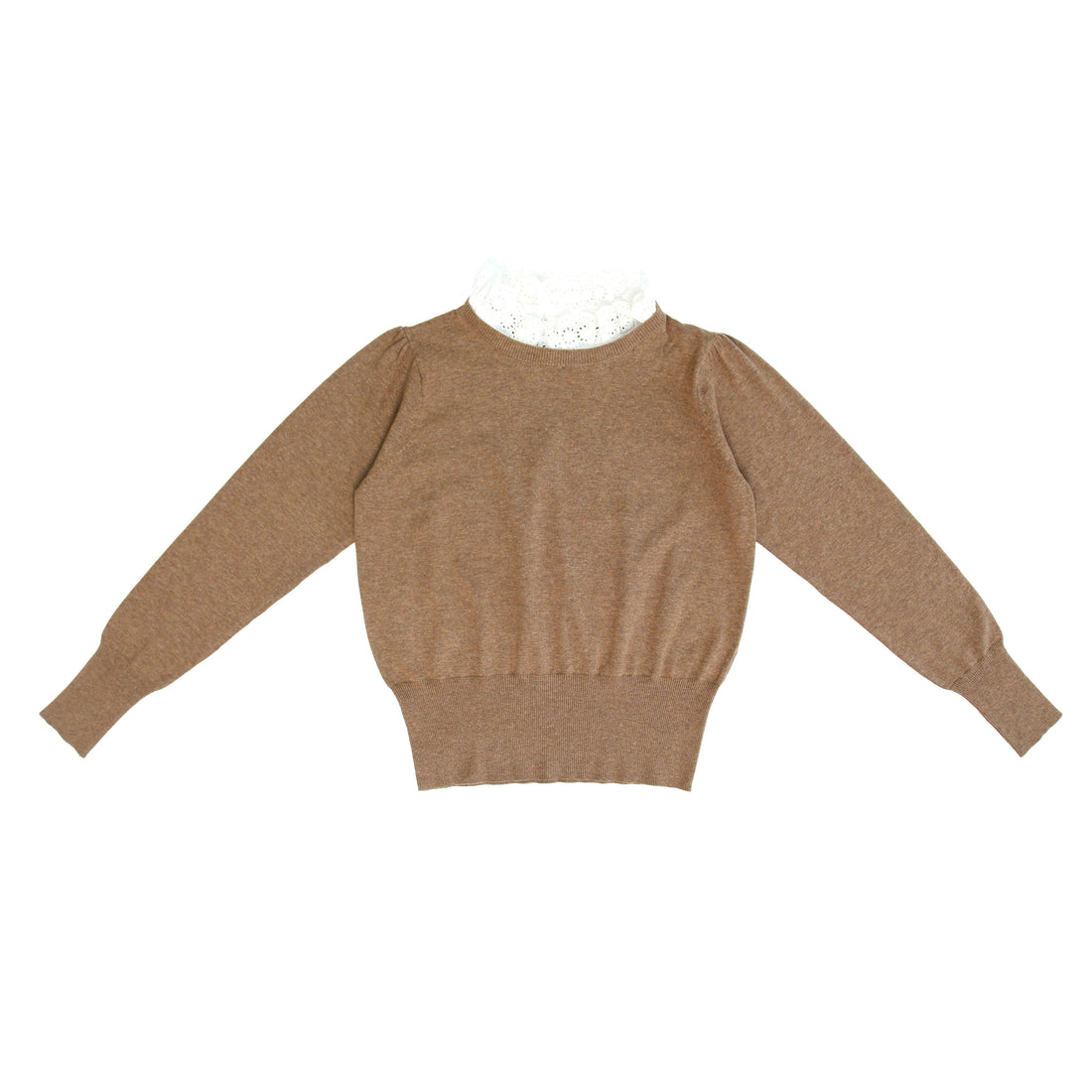 Coco Blanc Brown Ruffle Collar Sweater