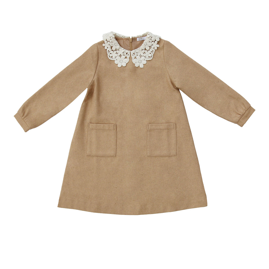 Coco Blanc Camel Lace Collar Dress