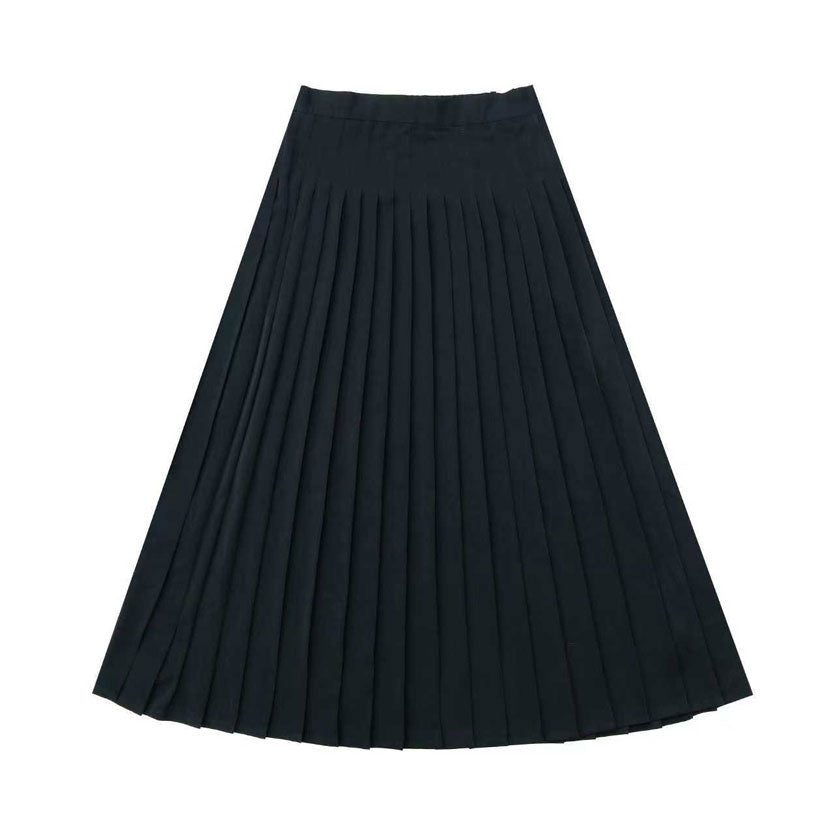 Coco Blanc Black Pleated Silk Skirt