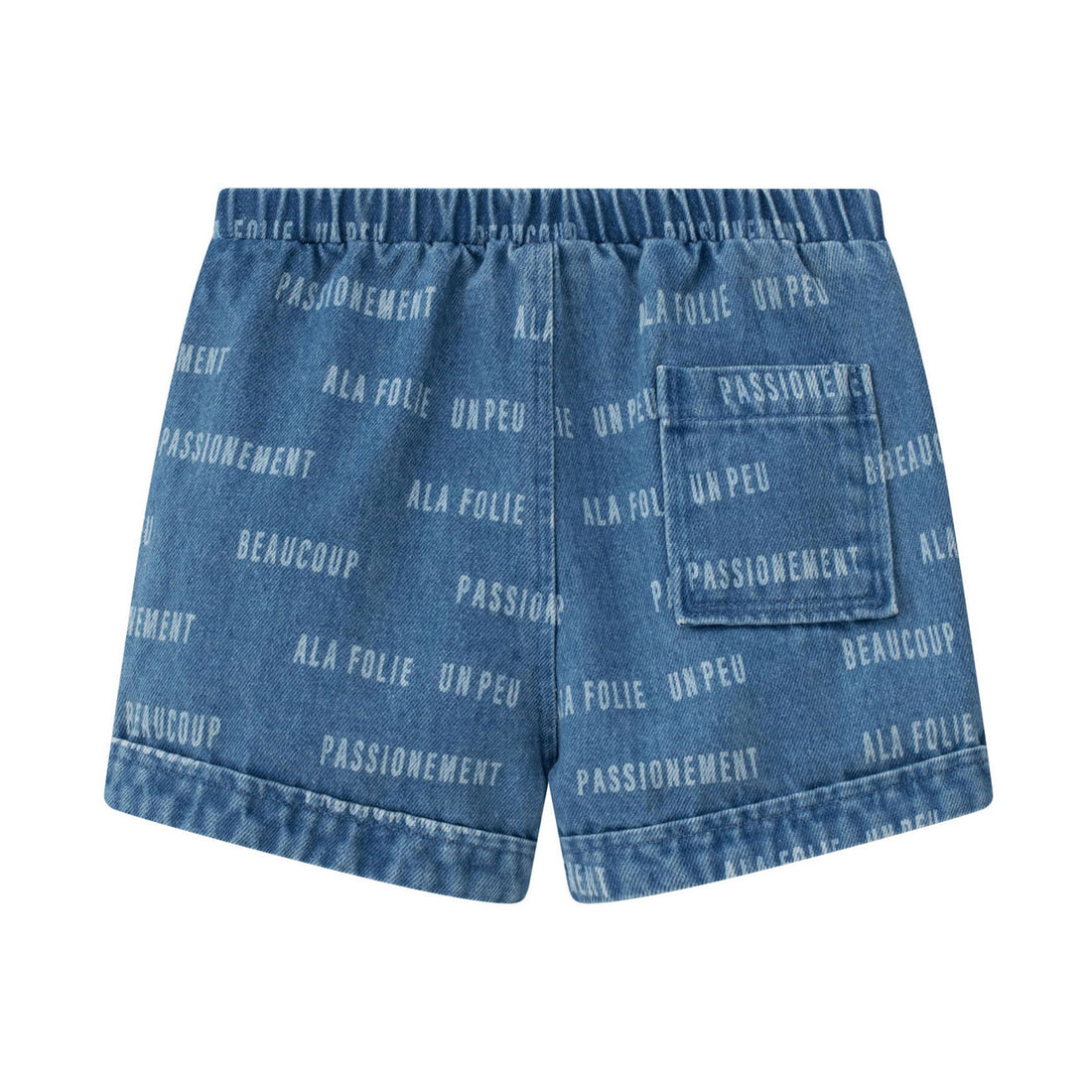 Coco Blanc Blue Denim Printed Shorts
